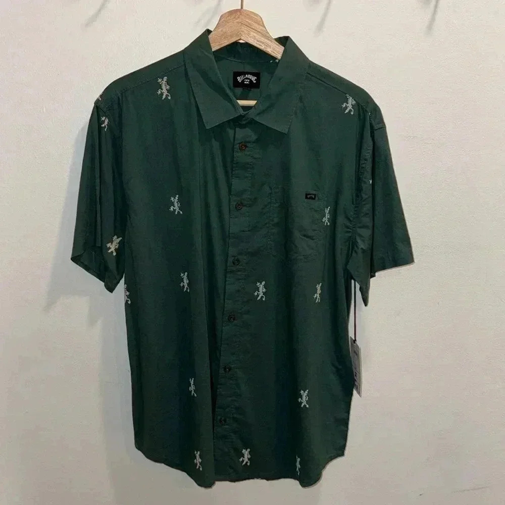 Billabong Sundays Mini Short Sleeve Button Up - Cypress ‎ - Size Small